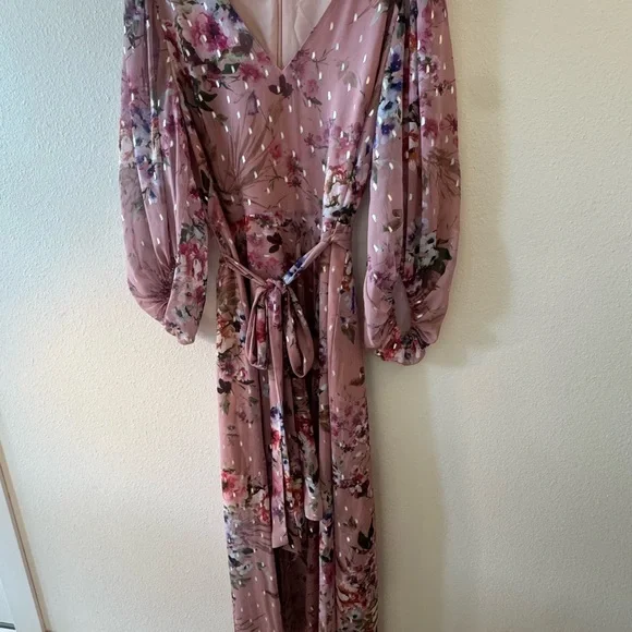 Eliza J Sheer floral pink tie waist dress - Picture 4 of 6